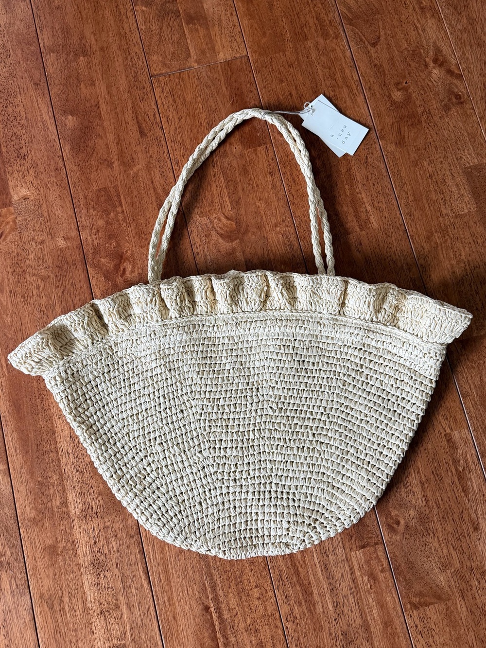 a new day Cream Woven Half-Moon Shoulder Bag